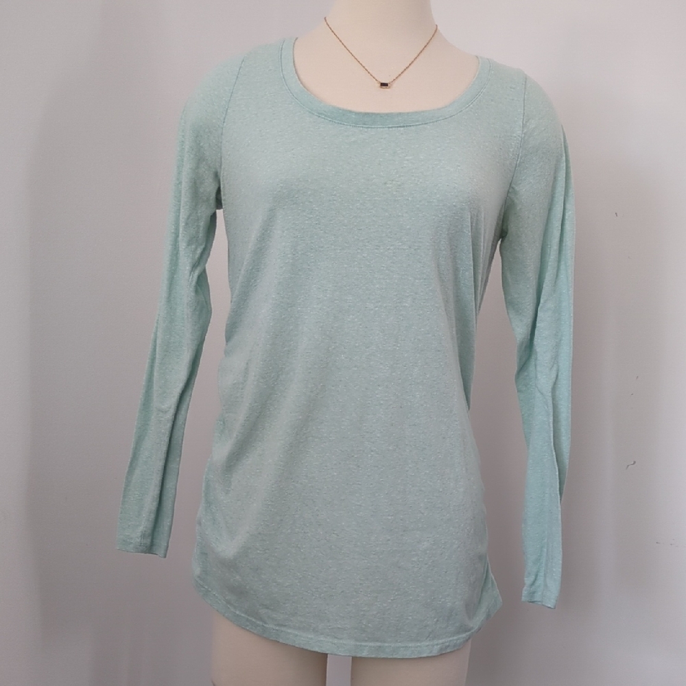 Liz Lange Soft Aqua Maternity Long Sleeve Top